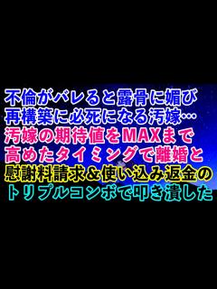 [x]不倫がバレると露骨に媚び再構築に必死になる汚嫁…→汚嫁の期待値をMAXまで高めたタイミングで離婚と慰謝料請求＆使い込み返金のトリプル ...